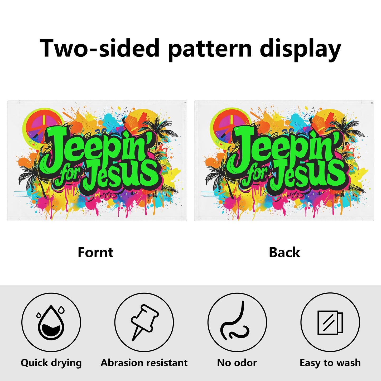 Jeepin for Jesus green Car Flag 12 x 18