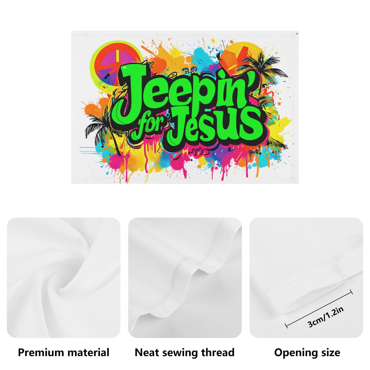 Jeepin for Jesus green Car Flag 12 x 18