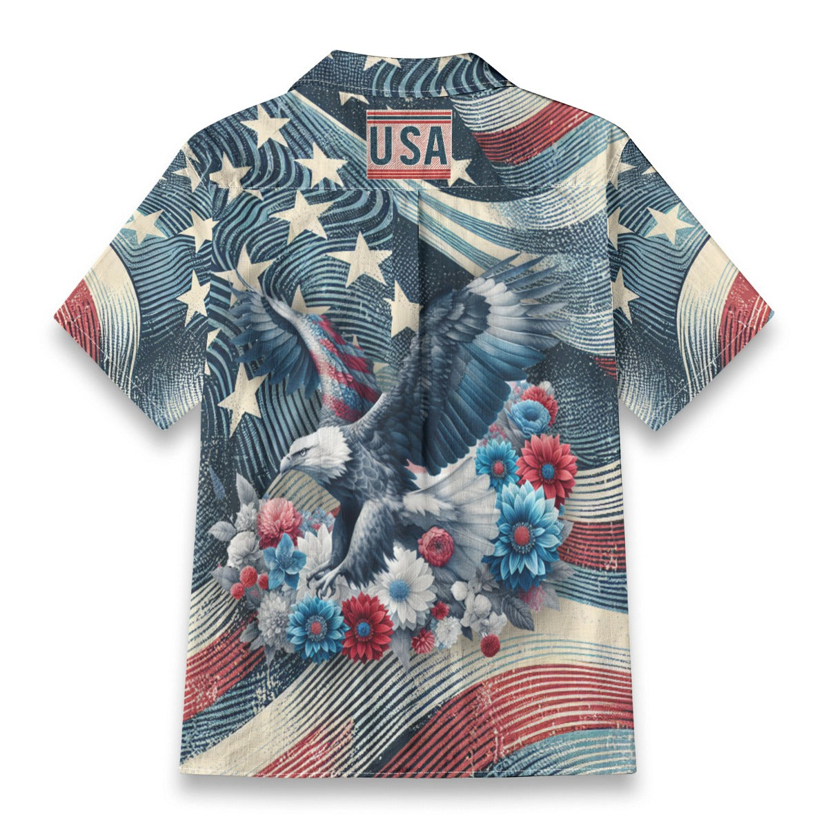 Patriotic Dragonfly Rock Shirts with American Flag Theme - Short Sleeve Cotton Shirt