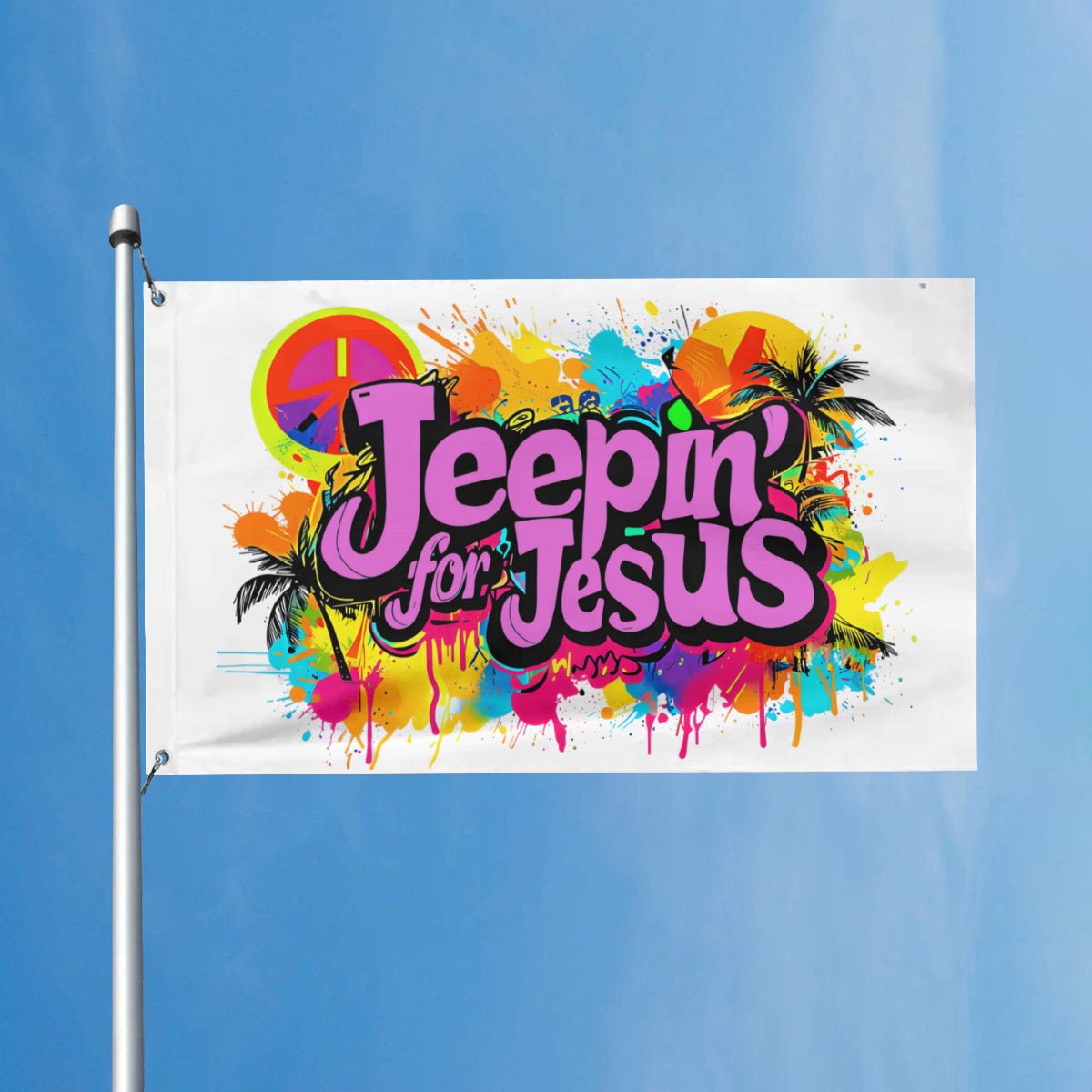 Jeepin' for Jesus pink Flag 3ft x 5ft