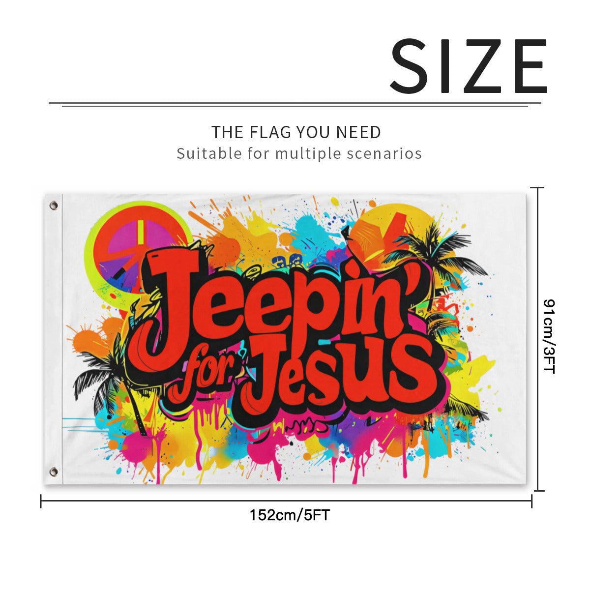 Jeepin for Jesus Red 3ft x 5ft flag