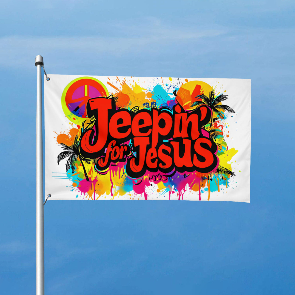 Jeepin for Jesus Red 3ft x 5ft flag