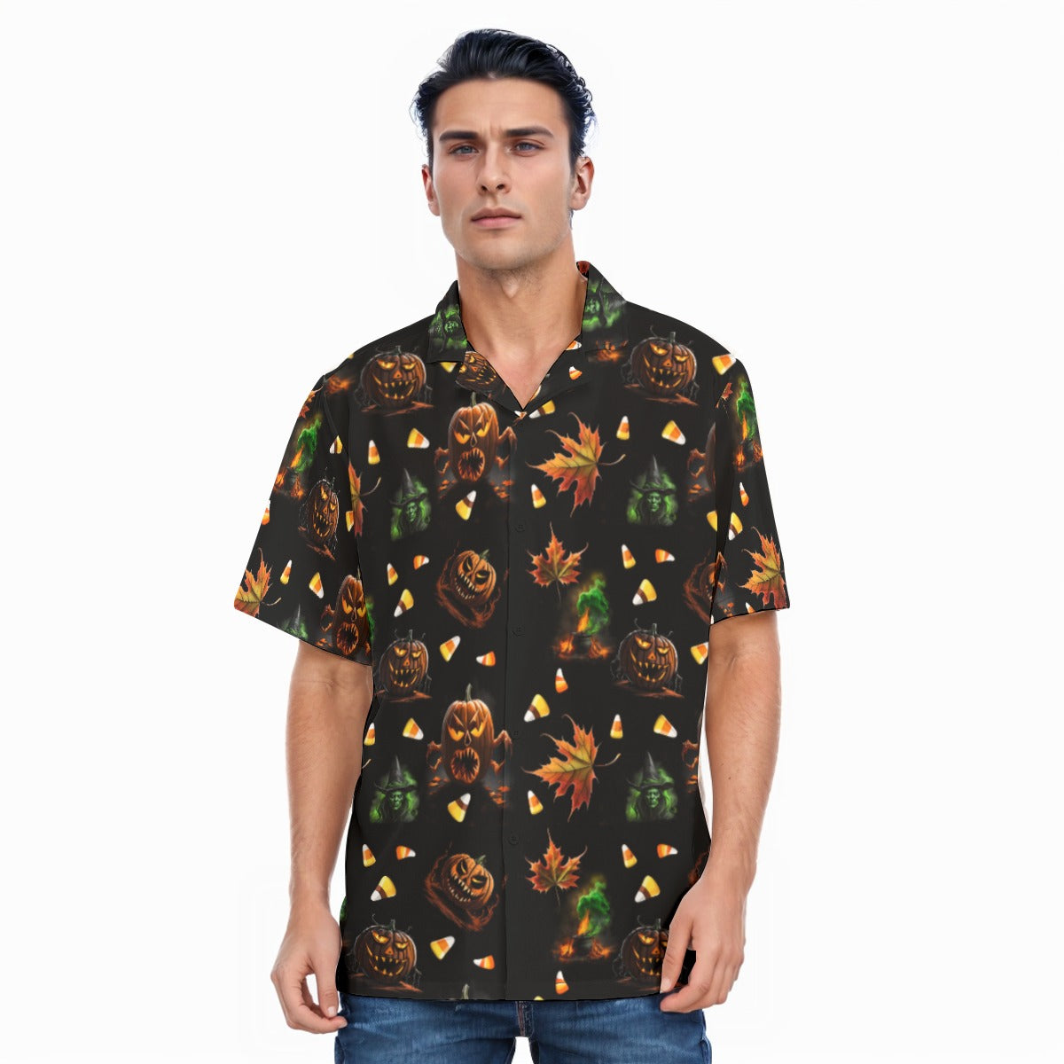 Men's Halloween Hawaiian Shirt With Button Closure