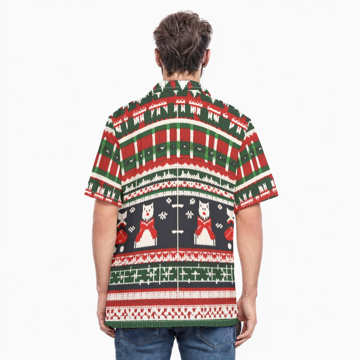 Ugly Christmas Cats Men's Hawaiian Shirt With Button Closure