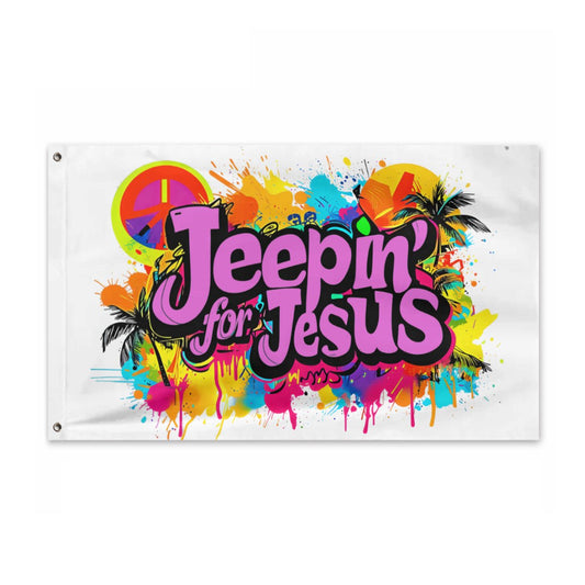 Jeepin' for Jesus pink Flag 3ft x 5ft