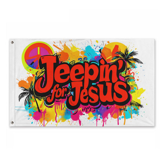 Jeepin for Jesus Red 3ft x 5ft flag