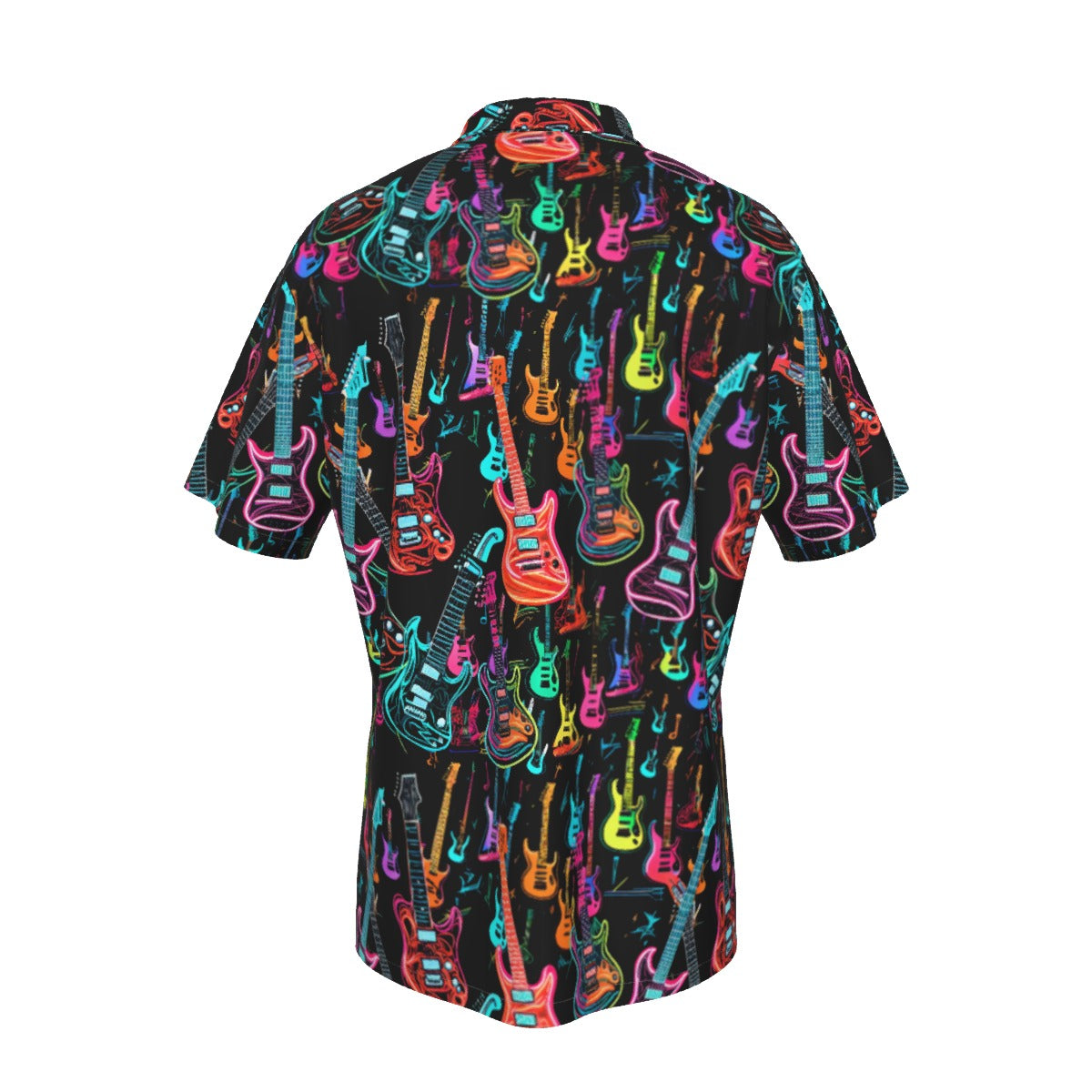 Guitar Neon Hawaiian Shirt With Button Closure