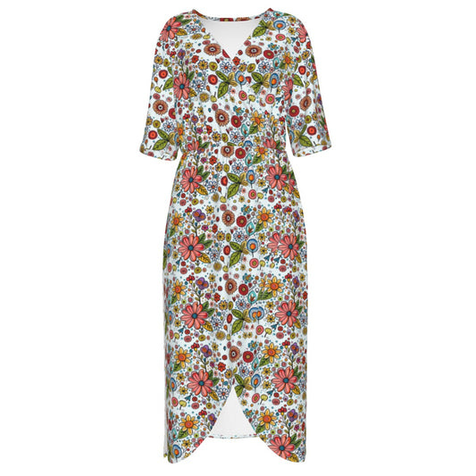 Floral Women's Short Sleeve V-neck Dress